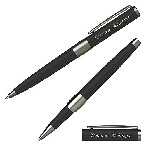 Senator Schreibset IMAGE BLACK LINE 6206 Kugelschreiber Tintenroller mit Laser-Gravur und Geschenk-Etui