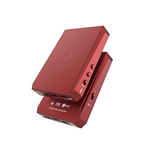 HIDIZS DH80S Tragbarer symmetrischer DAC & AMP, unterstützt MQA-Audiotechnologie, DSD64/128 Tragbarer Audio-Dekodierungsverstärker, 4,4 mm/3,5 mm Port-Ausgang für Windows 10 System (Rot)