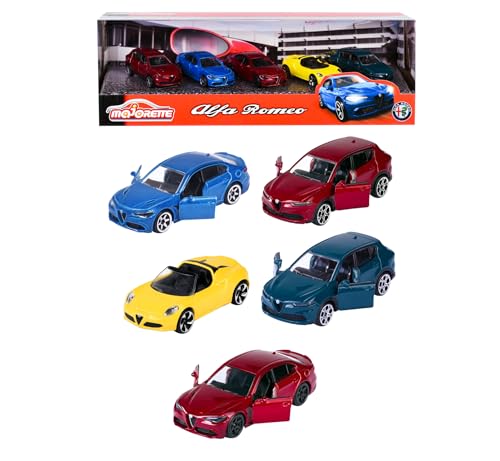Majorette – Dream Cars - 5 Alfa Romeo Spielzeugautos als Geschenkset, Modellautos für Sammler oder Kinder ab 3 Jahren, Alfa Romeo