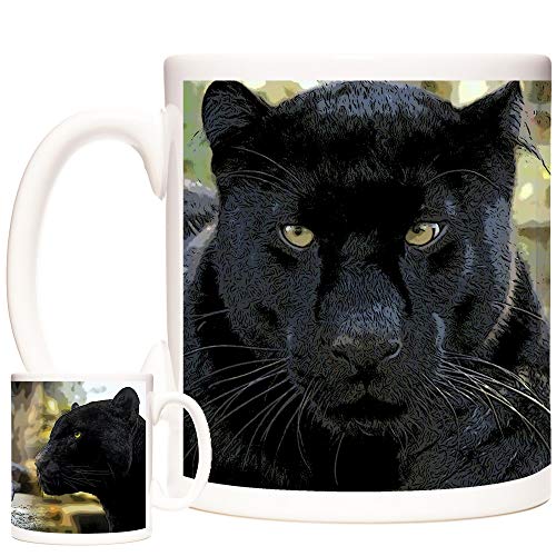 Panther-Geschenktasse mit Aufschrift "Magnificent Panthers" auf 325 ml Keramiktasse Spülmaschinenfest und mikrowellengeeignet Animals of the World Range Panther-Kaffeetasse oder Teetasse