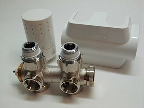 Simplex Design SX Ventilarmatur Universal Hahnblock F12060 mit Blende und Thermostatkopf weiß