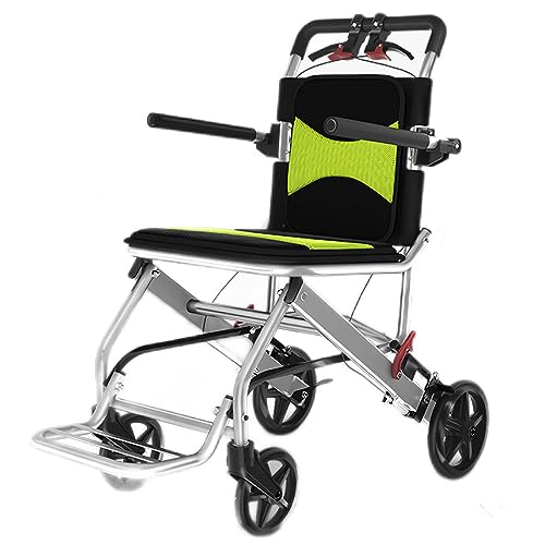 GHBXJX Rollstuhl Faltbar Leicht Transportrollstühle, Ultraleicht Rollstuhl für die Wohnung, Reiserollstuhl für Behinderte und ältere Menschen, Manuelle Bremse, Sitz 40 cm, Stahl, 9.3 kg