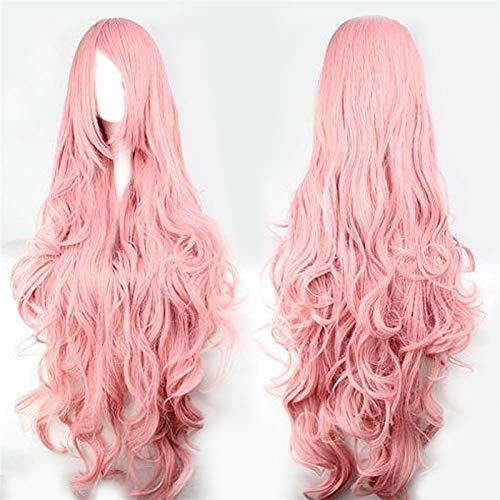 Perücke Rosa Haar Synthetische Perücken Luftvolumen Hohe Temperatur Weiche Haar Seide Bulk Haar lange lockige große Welle Haarperücke Cosplay Wig (Color : 5)