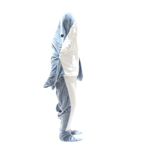 MACITA Shark Blanket Hai-Decke,Damen-Einteiler-Pyjama,Tragbarer Hai-Decke-Hoodie,Schlafsack,Hai-Einteiler-Decke,Fleece-Überwurfdecke Für Erwachsene Und Kinder,XXL