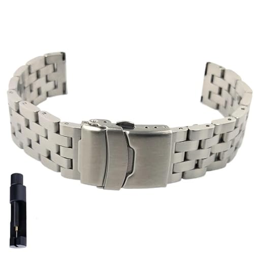 BOLEXA edelstahl uhrenarmband 18 20 22 24 mm Schnellverschluss-Edelstahl-Uhrenarmband, flache Schnittstelle, Uhrenarmband, Armband, Armband mit Werkzeug (Color : Silver, Size : 20mm)