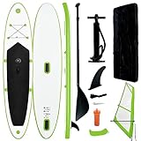 vidaXL Stand Up Paddleboard Set Aufblasbar mit Segel Tragetasche SUP Board Surfbrett Surfboard Paddling ISUP Grün Weiß 330x72x10cm