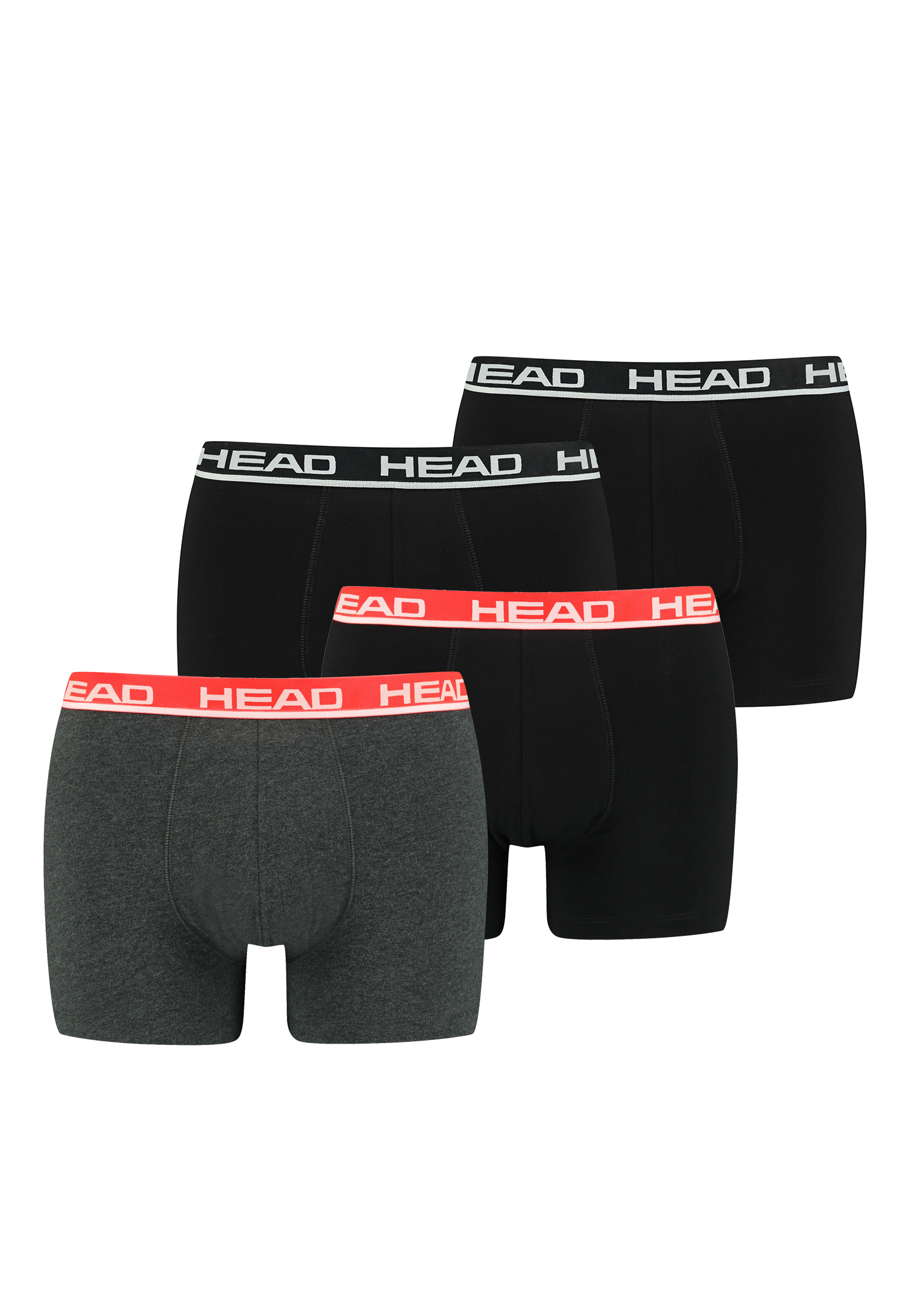 HEAD Herren Boxershorts Unterhosen 4P (Black/Grey Red, S)