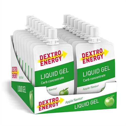 Dextro Energy Liquid Gel, Apfel, 18 x 60 ml, für Ausdauersportler geeignet, ideal für unterwegs, 100 % vegan