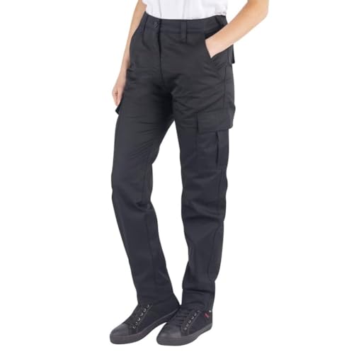 Lee Cooper Strapazierfähige, pflegeleichte Arbeitshose für Damen, mit mehreren Taschen, schwarz, Größe 36, normale Beinlänge 76,2 cm