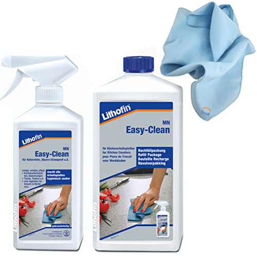 Hauswerk.shop Lithofin MN Easy Clean / 2 x 1 Liter + 500 ml Sprühflasche + Microfasertuch