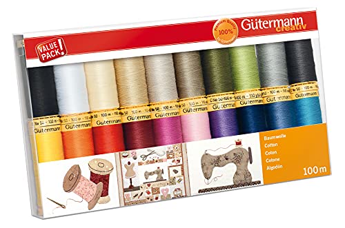 Gutermann GUT_734520-1 Fadenset: Baumwolle C Nr. 50: 20 Stück, Mehrfarbig
