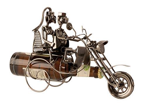 Flaschenhalter Flaschenständer Motorrad mit Paar aus Metall für Bierflasche 0,33 Höhe 21 cm Breite 26 cm