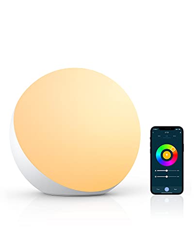 Hifree Nachttischlampe, Tischlampe kompatibel mit Alexa und Google Home, dimmbarer RGB-Farbwechsel und einstellbares Nachtlicht für Kinder