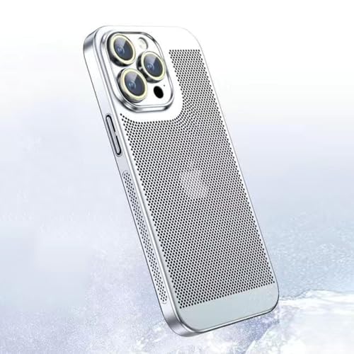 Kühlende Handyhülle für iPhone 15 14 13 12 11 Pro Max 13mini 12mini 15Plus XS XR X Wärmeableitung galvanisierte Abdeckung, Silber, für iPhone 11 Pro