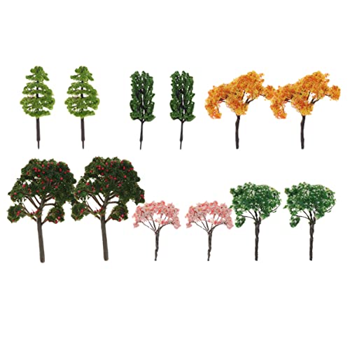 Yardwe 12 stücke modell bäume modell zug landschaft architektur bäume für diy landschaft landschaft natürliche grün (Apfelbäume + Pfirsichbäume + Eichen + Kleine Kiefern + Goldene Bäume + Kirschbäume)