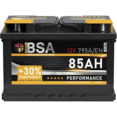 BSA Autobatterie 12V 85Ah 795A/EN Batterie ersetzt 74Ah 75Ah 77Ah 80Ah 82Ah 83Ah