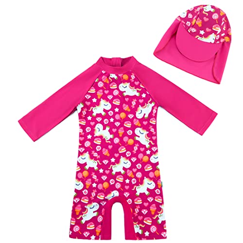 upandfast UPF50 + Sonnenschutz Langärmlige, schnell trocknende Badebekleidung für Kinder(Rosarot,6-9 Monate)