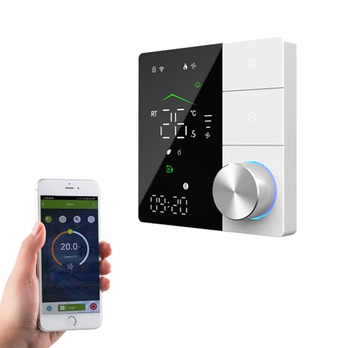 Qiumi Smart Wifi Knob Thermostat Programmierbarer Wasserthermostat LCD Display funktioniert mit Alexa Google Home, 5A 95~240V AC