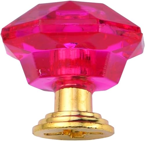 Schubladengriffe und -knöpfe, 10er-Pack farbige Kristall-Schubladen-Diamantknöpfe und -griffe, durchsichtiger Knopf, Schubladen-Türgriff, Schwarz (Color : Rose Gold Bottom)