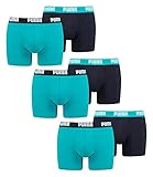 PUMA 6 er Pack Boxer Boxershorts Men Herren Unterhose Pant Unterwäsche, Farbe:796 - Aqua/Blue, Bekleidungsgröße:M