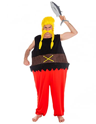 Verleihnix-Kostüm für Herren Asterix und Obelix schwarz-rot - L