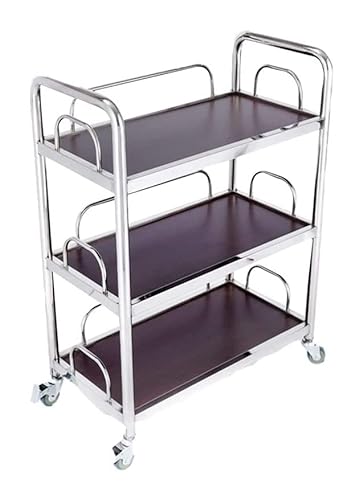 HOLABONITA Heavy Duty Metal Utility Rolling Cart Kitchen Trolley Cart Island Rolling Serving Carts 2 Tier/3 Tier Solid (Color : A, Size : 53 x 33.5 x 67 cm)