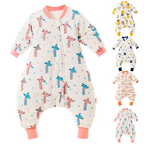 Baby-Schlafsack mit Beinen, Kleinkind, tragbare Decke, Schlafsack, geteiltes Bein mit abnehmbaren Ärmeln, für Säuglinge von 10 Monaten bis 4 Jahren, Höhe 77-98 cm