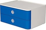HAN Schubladenbox Allison SMART-BOX mit 2 Schubladen und Trennwand, Kabelführung, stapelbar, Utensilienbox für Büro, Schreibtisch Küche, möbelschonende Gummifüße, 1120-14, hochglänzend royal blue