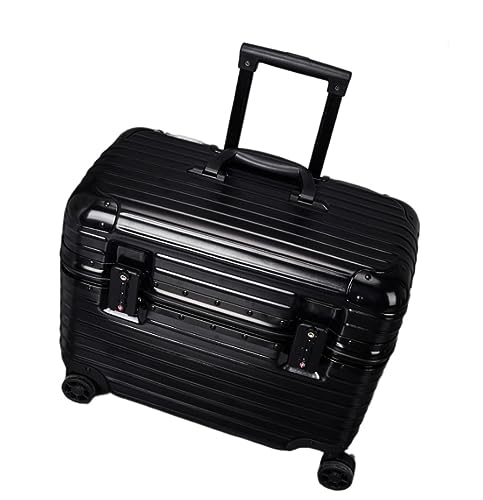 IRYZE Koffer Reisekoffer Gepäck PC+ABS Robuster Hartschalenkoffer Mit Doppelten Spinnerrädern, Kosmetikkoffer Trolley Boardcase (Color : Siyah, Size : 18in)