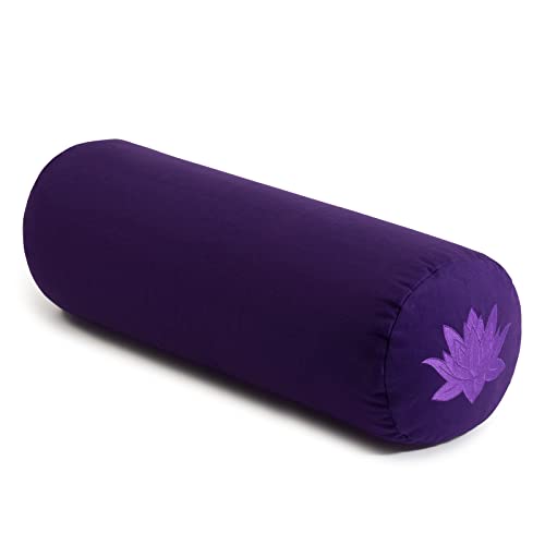 Yoga Studio YS BWBolster/Purple Nackenrolle, Buchweizen-Lotus-Meditationskissen, 23 x 61 cm, Baumwolle, mit YKK-Reißverschluss, Violett, Regular