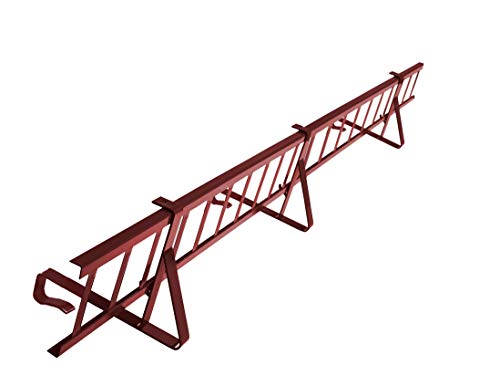 Komplettes Schneefanggitter Set 1,5 m Lang, mit 3 Halterungen für Dachsteine und Dachziegel zum Einhängen auf der Lattung (Gitterhöhe 15 cm, RAL 3011 Rot)