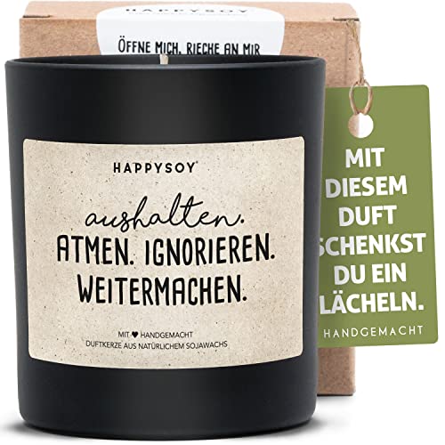 Duftkerze im Glas mit Spruch aus Soja - 100% natürlich handgemacht nachhaltig - persönliches Geschenk Geschenkidee beste Freundin Mama bester Freund Papa Dankeschön atmen, ignorieren, weitermachen