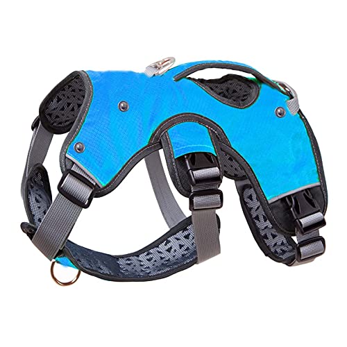 Strong Pet Dog Harness Dog Training Vest Medium Size Dog Adjustable Outdoor Protective Harness Collar Bulldog M Blue