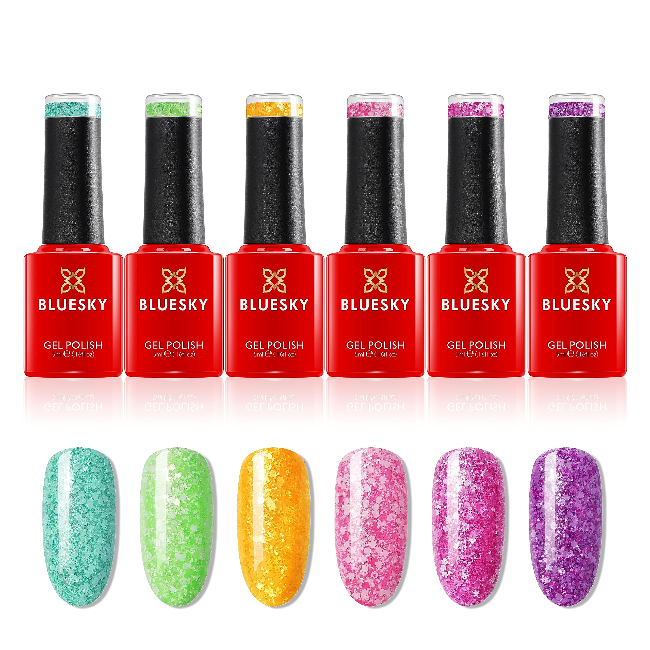 Bluesky Glitter Neon Mini Collection – 6 x 5 ml