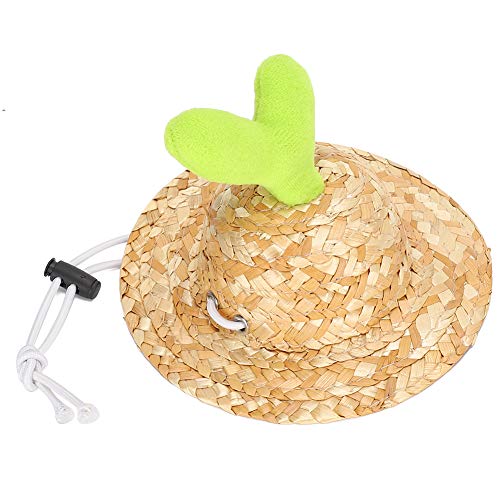 Felenny Strohhut für Haustiere Strohhut mit Verstellbarem Elastischem Seil Sommerhundedekoration für Kleine Mittelgroße Haustiere