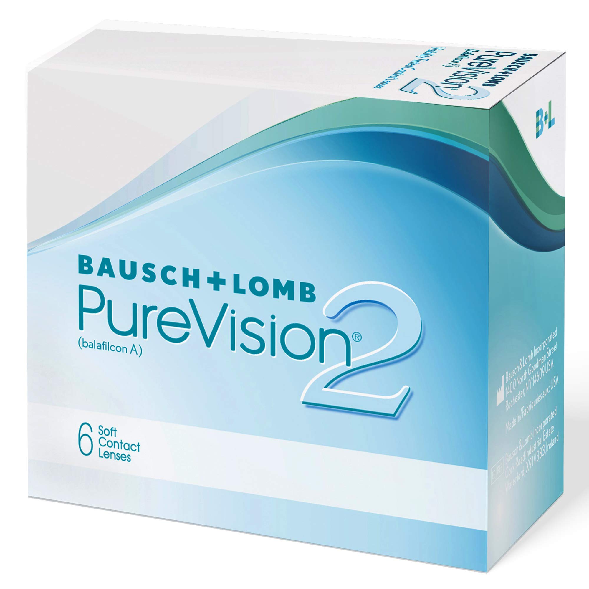 Bausch + Lomb PureVision 2 Monatslinsen, sehr dünne sphärische Kontaktlinsen, weich, 6 Stück / BC 8.6 mm / DIA 14 / -5 50 Dioptrien