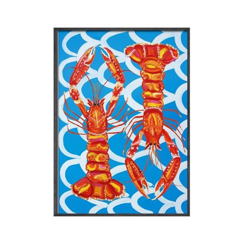 Sea Fish Lobster Vintage Wandkunst Leinwand Malerei Nordic Poster und Druck Wandbilder for Wohnzimmer Dekor (Color : B, Size : 60x90cm No Frame)
