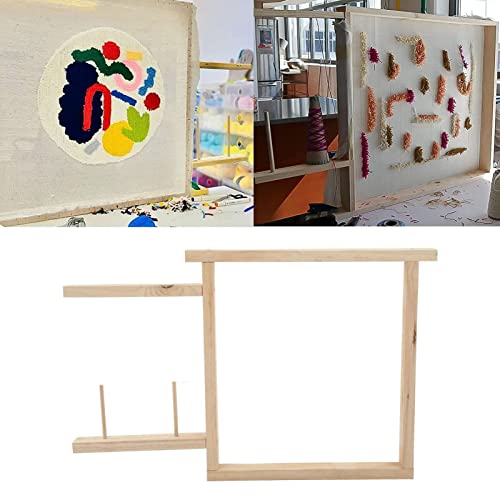 Tufting-Rahmen, gebrauchte Teppichherstellung und -ausstellung, Tufting-Rahmen, DIY-Basteln, Edelstahl, Eichenholzstruktur, einfache Installation, Teppichherstellungsrahmen zum Nähen von Wandteppichen