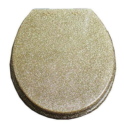 Antibakterieller Toilettensitz mit Formaldehydharz, ultrabeständiger Oberseite, fester U/V/O-Form-kompatibler Toilettensitzbezug, Gold 40~48cm*33~38cm
