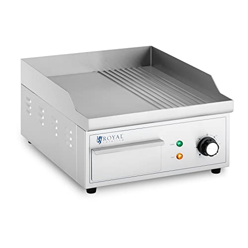 Royal Catering RCPG45-M Elektro Grillplatte 360 x 380 mm gerippt und glatt 2.000 W Elektrogrill Grillplatte Elektro Grill