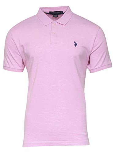 U.S. Polo Assn. Herren Solid Interlock Short-Sleeve Polo Shirt Polohemd, Pink Sunset Heather, Groß