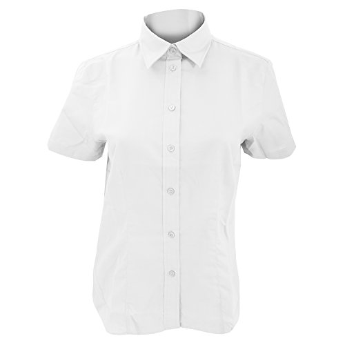 KUSTOM KIT Workwear Oxford Bluse, Kurzarm (22UK/48DE) (Weiß)