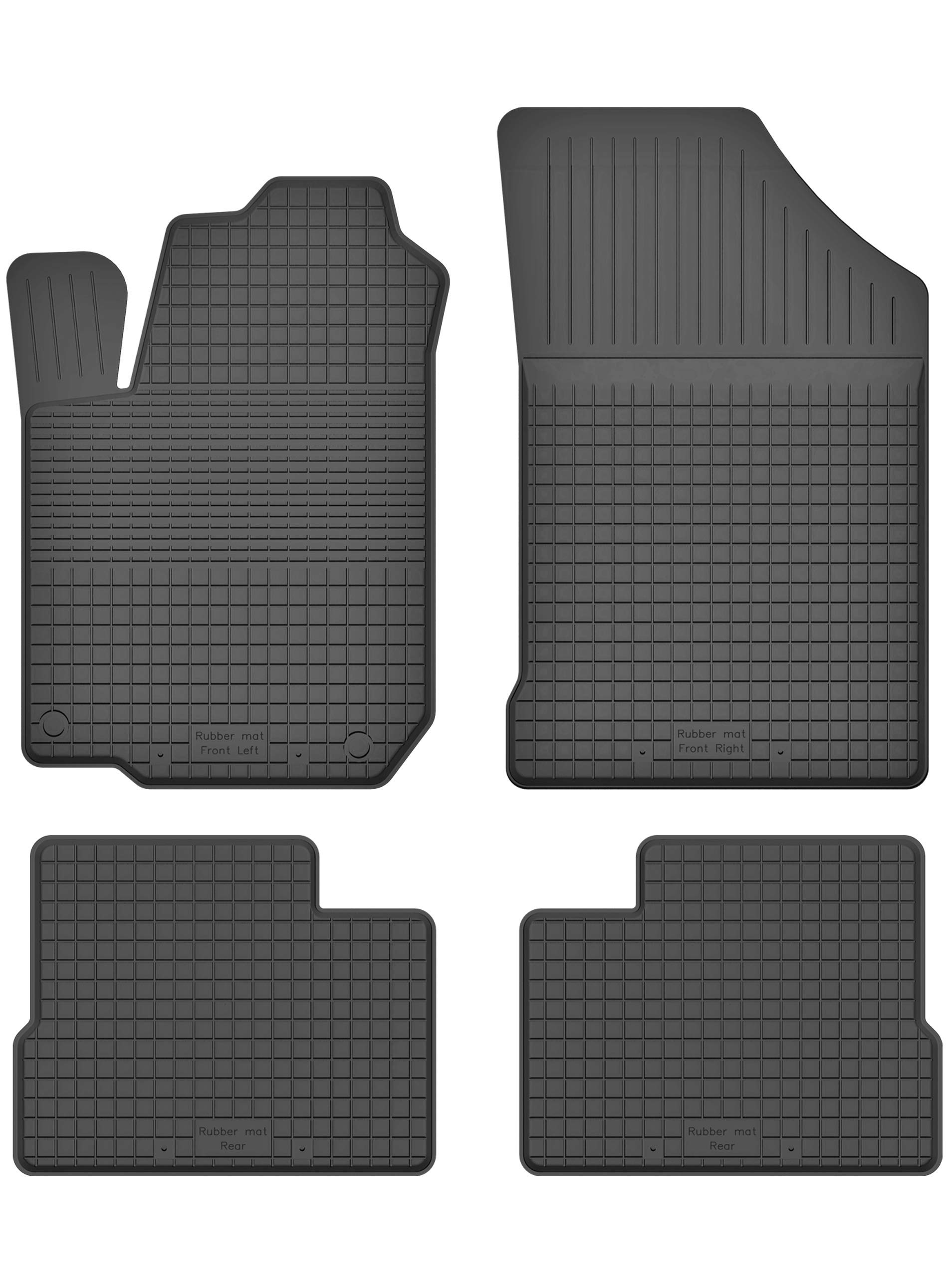 Gummimatten Fußmatten 1.5 cm Rand kompatibel mit Hyundai i20 I (Bj. 2008-2015) ideal angepasst 4 -Teile EIN Set