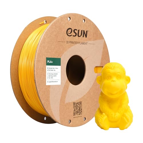 eSUN PLA+ Filament 1.75mm, 3D Drucker Filament PLA Plus, Maßgenauigkeit +/- 0.03mm, 1kg Spule (2.2 LBS) 3D Druck Filament für 3D Drucker, Gelb