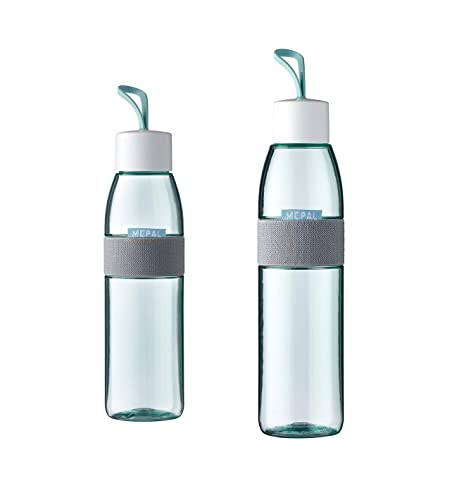 Mepal 2-tlg Trinkflasche Ellipse Nordic Green – 500/700 ml Inhalt – auch für kohlensäurehaltige Getränke – bruchfestes Material - auslaufsicher - Spülmaschinengeeignet