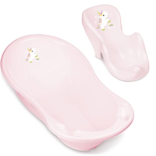 Baby Badewanne mit Gestell und Badewannensitz - Verschiedene Sets für Neugeborene mit Babybadewannen + Ständer +Abfluss + Badewannensitz - Babywanne mit Ständer