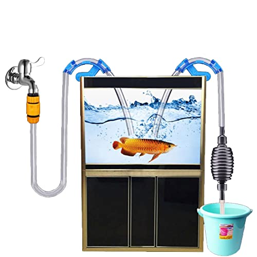 Diyeeni Komplettes Aquarium Wasserwechsel Set, Aqua Wasser Austausch Einfaches Schnelles Wasserwechselsystem mit 5m Weiche Rohr und Universal Wasserhahn Anschluss, BPA Frei, Sicher für Tiere