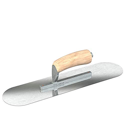 Bon 66-275 10-in x 3-in Razor Stainless Steel Round End Pool Trowel with Wood Handle - Short Shank