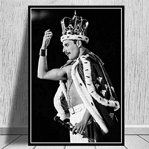 JWJQTLD Leinwanddruck Freddie Mercury Queen Rockband Legendäres Popstar-Comic-Poster Und Drucke Malerei Kunst Wandbilder Für Wohnzimmer Wohnkultur, 60X80Cm Ohne Rahmen