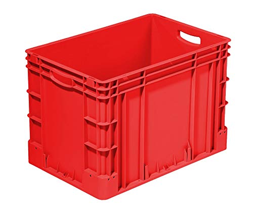 Eurobehälter 600x400x420 mm (LxBxH) | stapelbar | Wände und Boden geschlossen | Mit Handgriff | 30 Liter | aus PP-C | Premium-Qualität Made in Germany Farbe rot